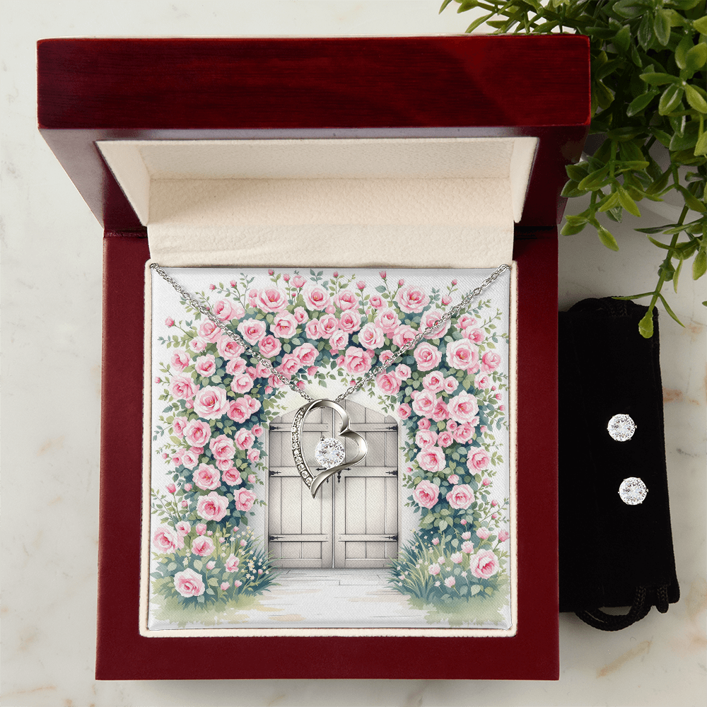To My Wife Necklace & Earring Set - Rose Garden Gate