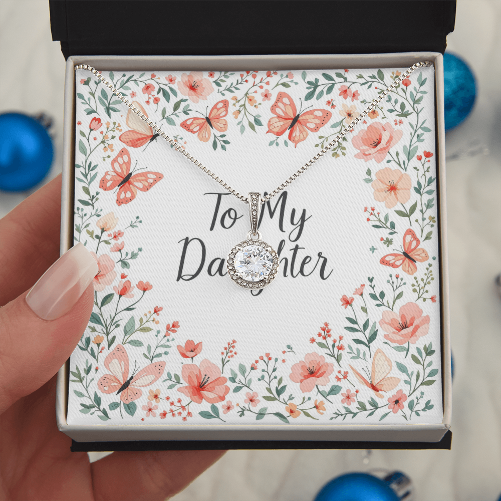 To My Daughter Necklace - Butterfly Garden