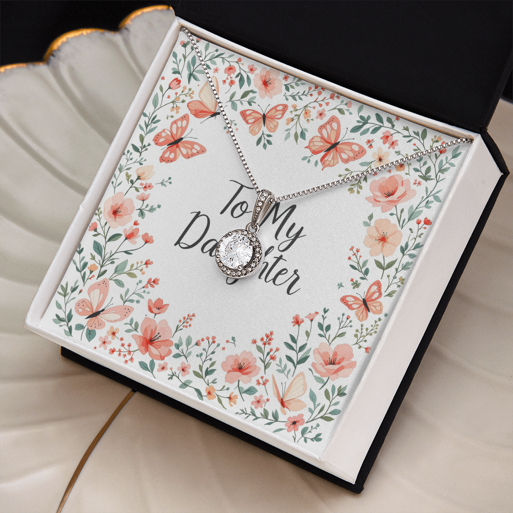 To My Daughter Necklace - Butterfly Garden