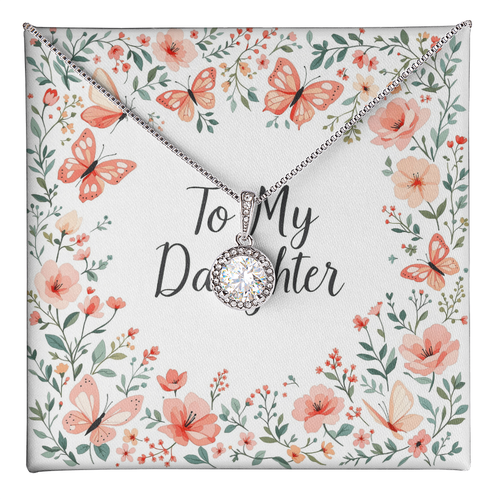 To My Daughter Necklace - Butterfly Garden