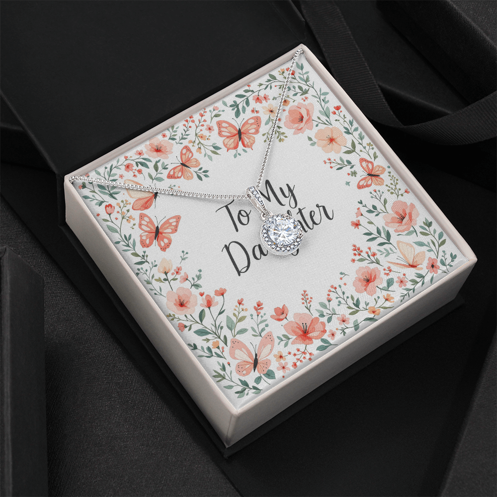 To My Daughter Necklace - Butterfly Garden