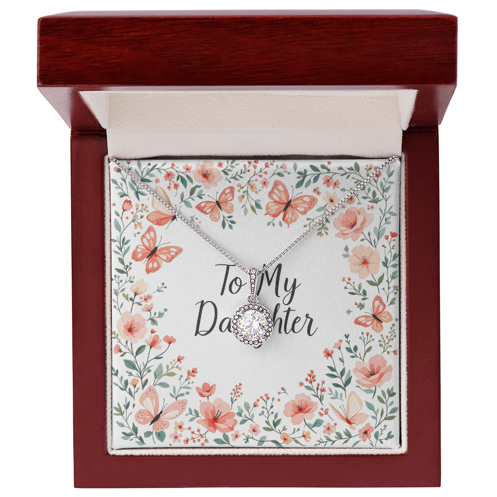To My Daughter Necklace - Butterfly Garden