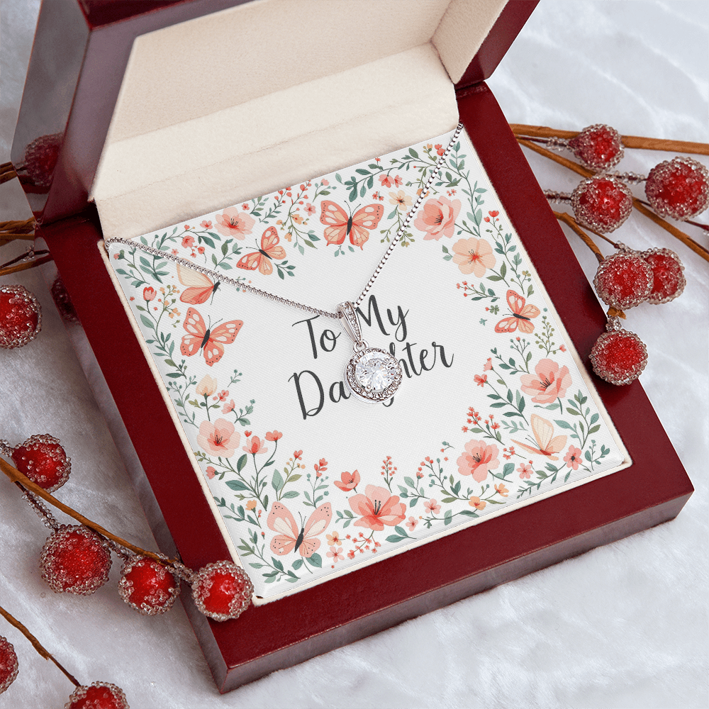 To My Daughter Necklace - Butterfly Garden