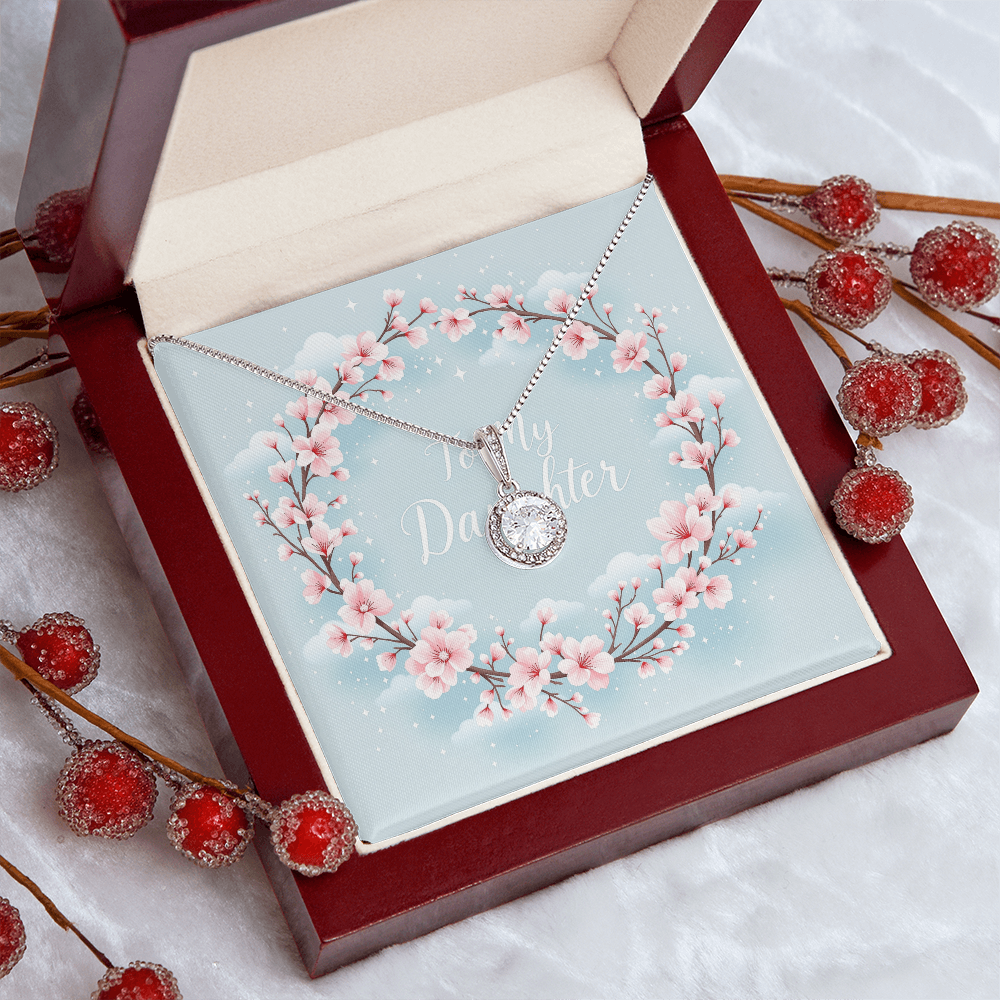To My Daughter Necklace - Cherry Blossom Sky