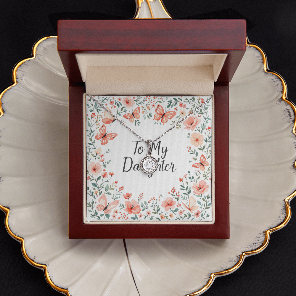 To My Daughter Necklace - Butterfly Garden