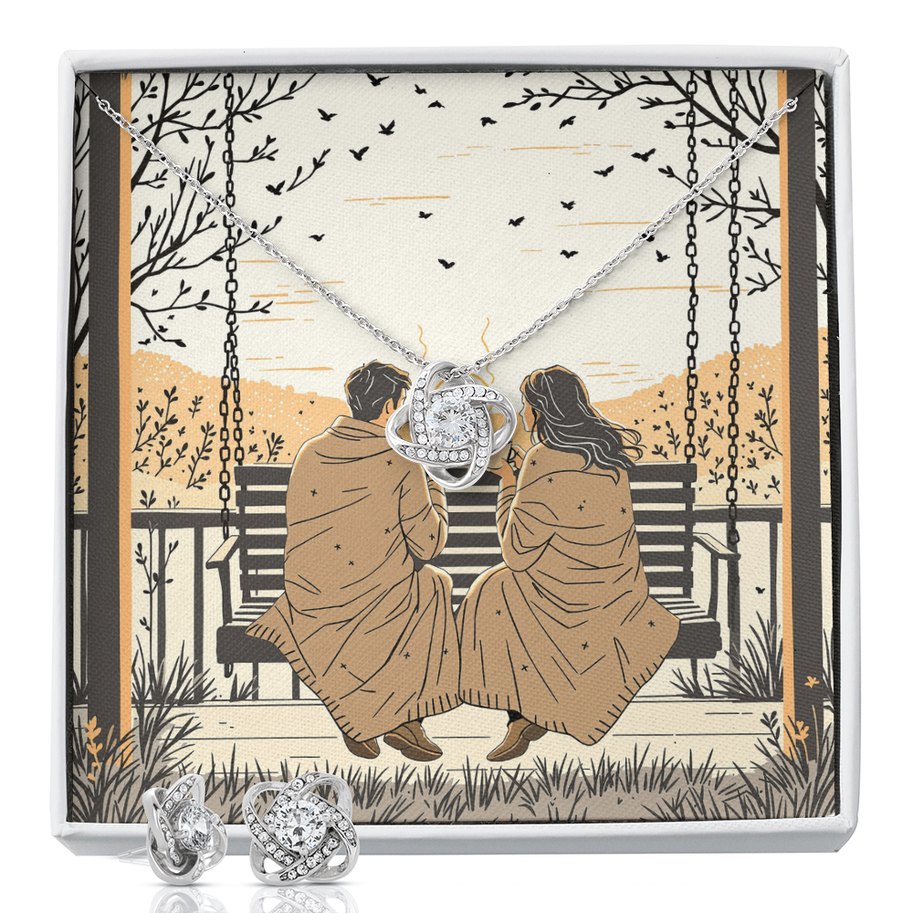 To My Wife Necklace & Earring Set - Morning Coffee on the Porch