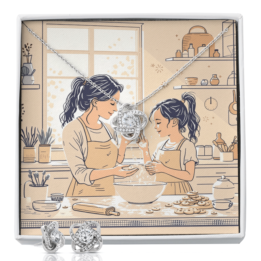 To My Mom Necklace & Earring Set - Sunday Baking Together