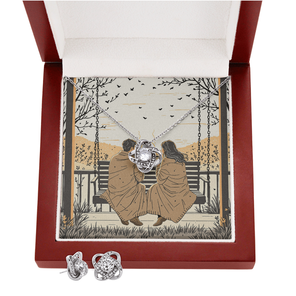 To My Wife Necklace & Earring Set - Morning Coffee on the Porch