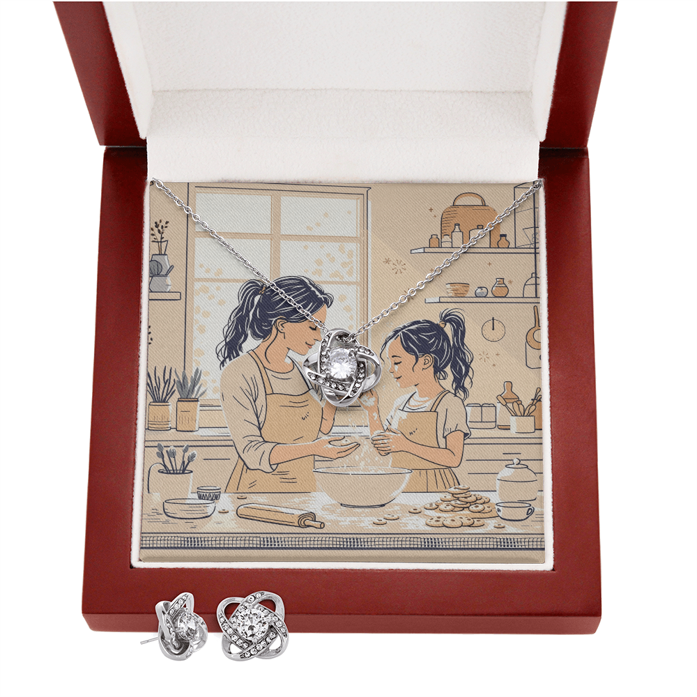 To My Mom Necklace & Earring Set - Sunday Baking Together