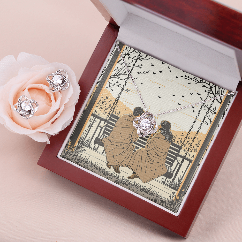 To My Wife Necklace & Earring Set - Morning Coffee on the Porch