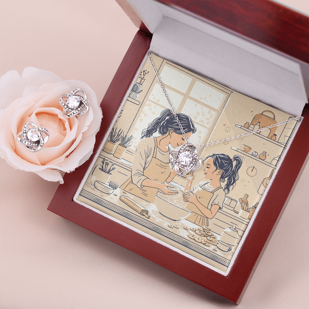 To My Mom Necklace & Earring Set - Sunday Baking Together