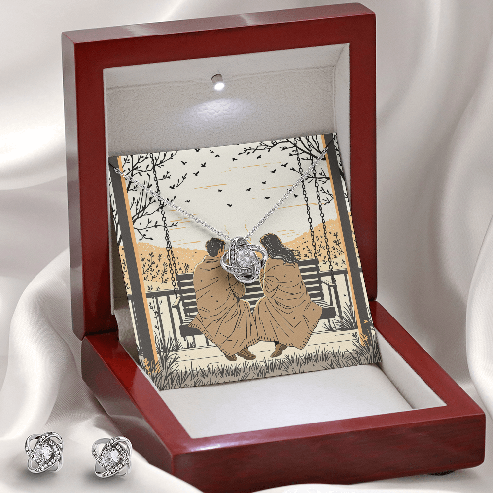 To My Wife Necklace & Earring Set - Morning Coffee on the Porch