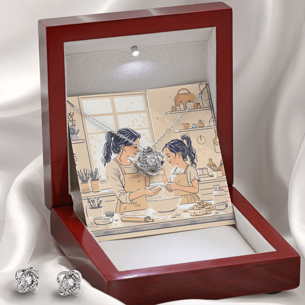 To My Mom Necklace & Earring Set - Sunday Baking Together