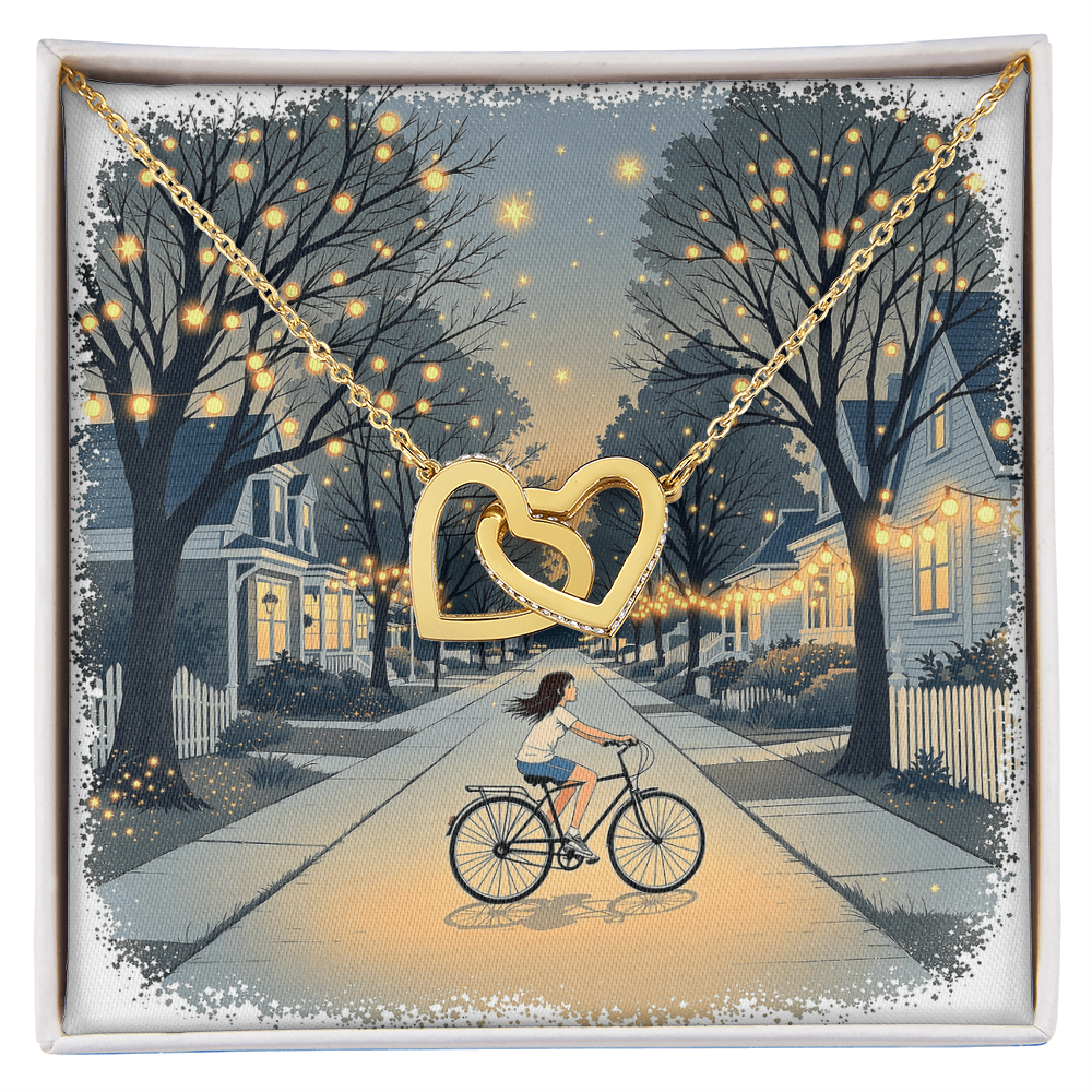 Interlocking Hearts Necklace - Bicycle Rides at Dusk