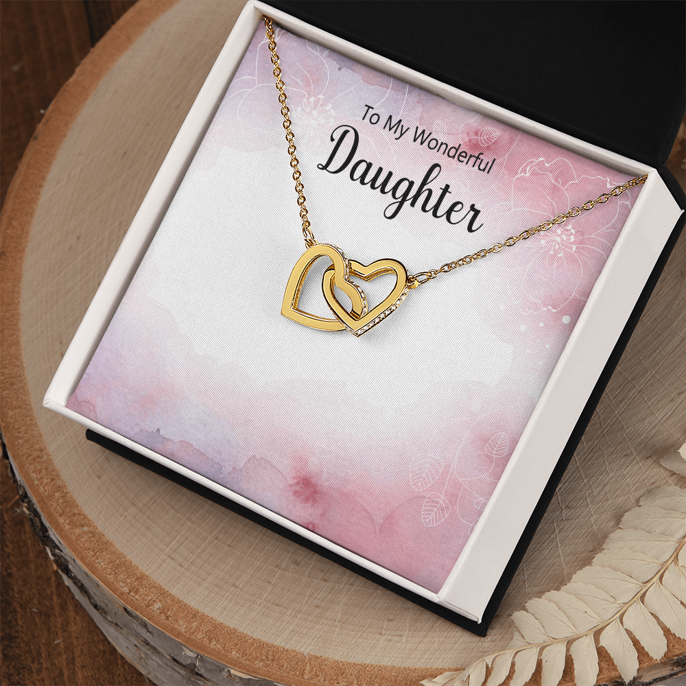To My Daughter Interlocking Hearts Necklace