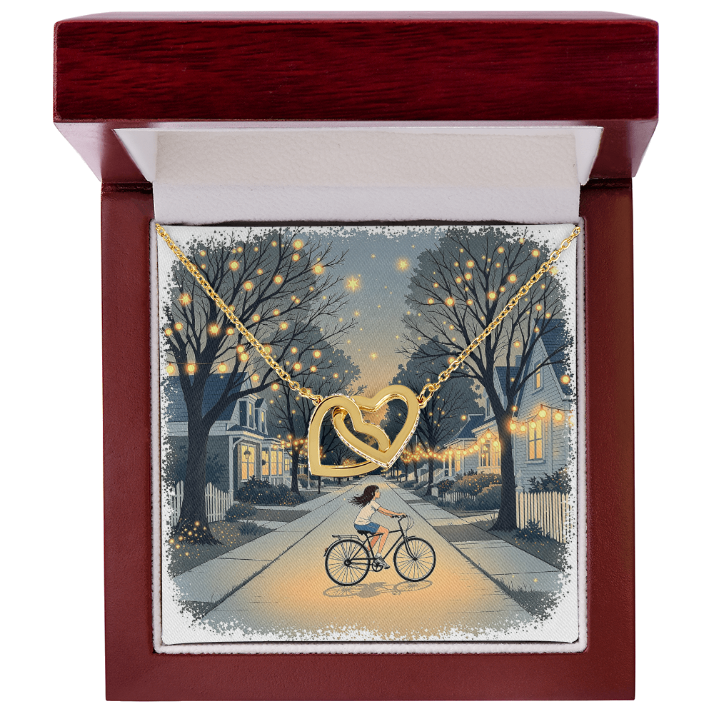 Interlocking Hearts Necklace - Bicycle Rides at Dusk