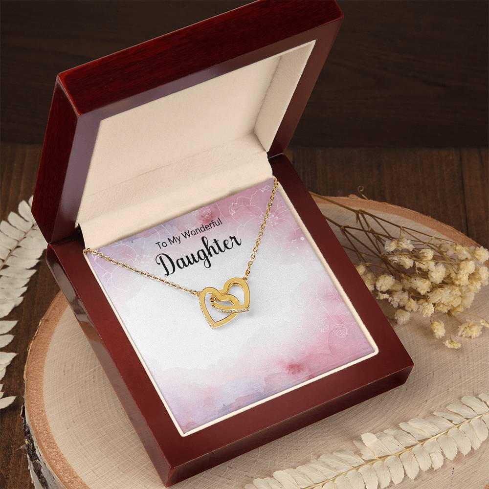 To My Daughter Interlocking Hearts Necklace