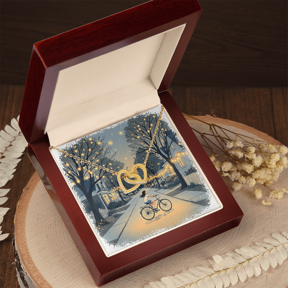 Interlocking Hearts Necklace - Bicycle Rides at Dusk
