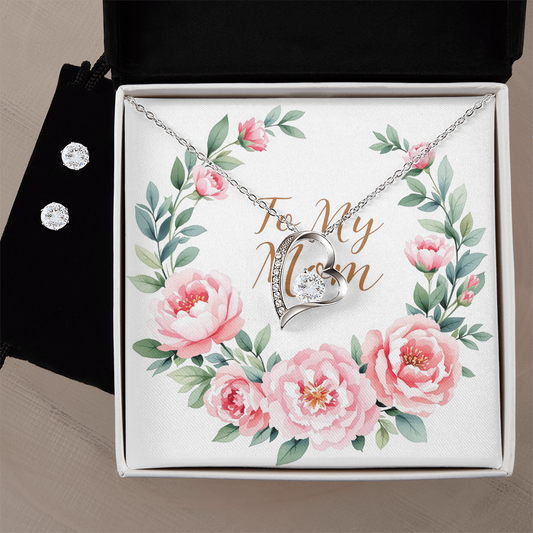 To My Mom Necklace & Earring Set - Rose Garden Bloom