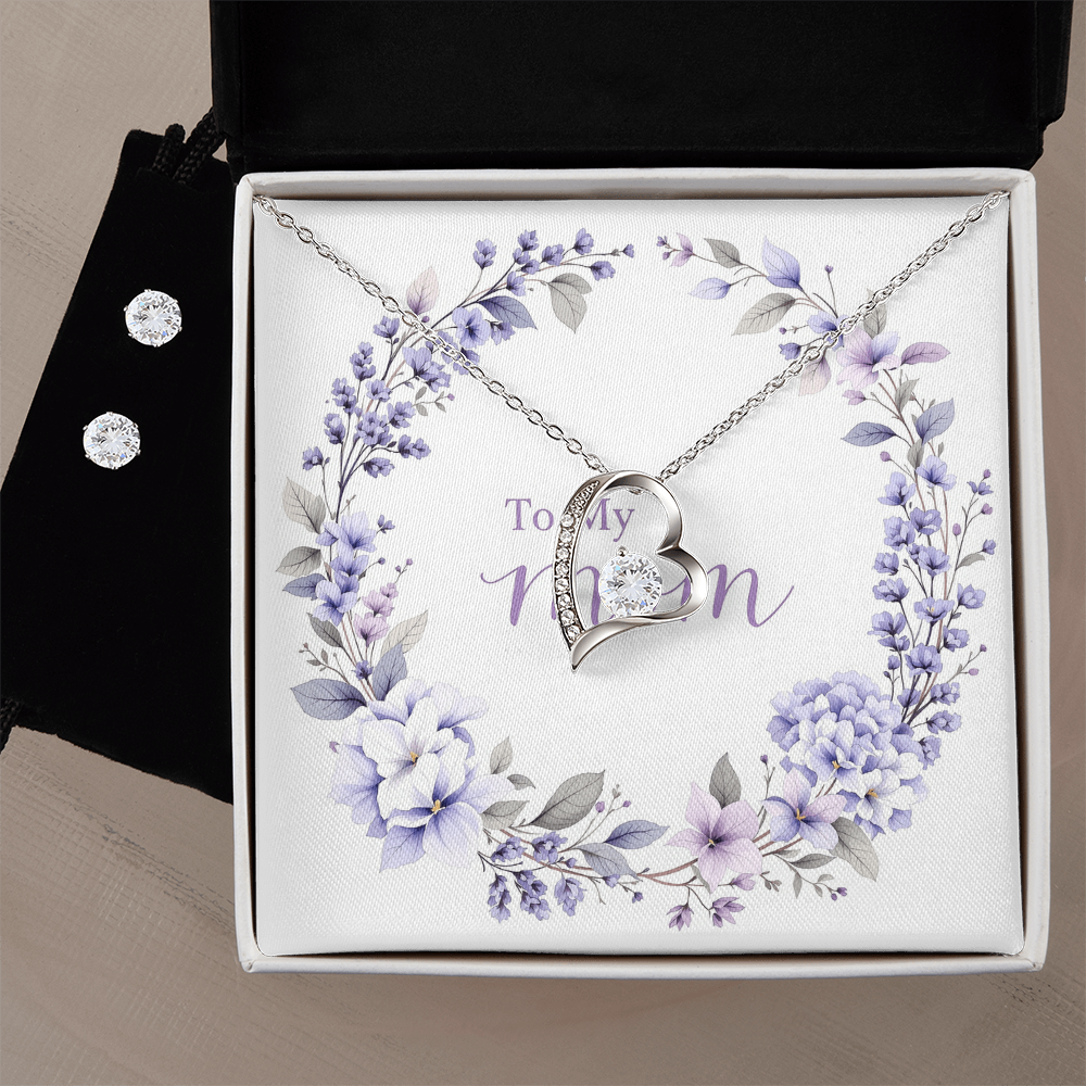 To My Mom Necklace & Earring Set - Lilac Whisper