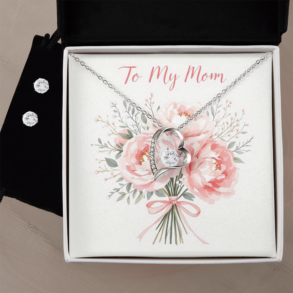 To My Mom Necklace & Earring Set - Peony Whisper