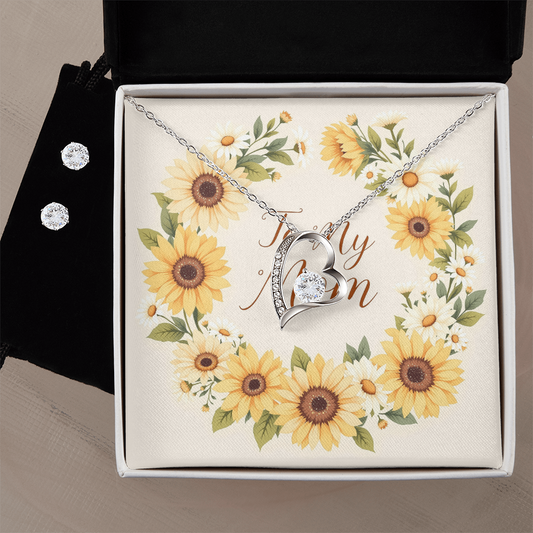 To My Mom Necklace & Earring Set - Sunflower Fields II