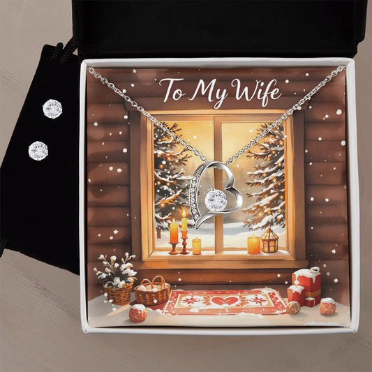 To My Wife Necklace & Earring Set - Candlelit Snow