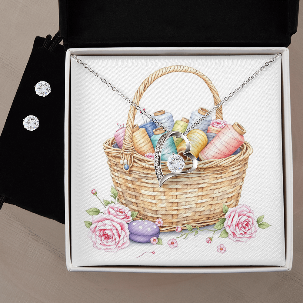 To My Mom Necklace & Earring Set - Grandma's Sewing Basket