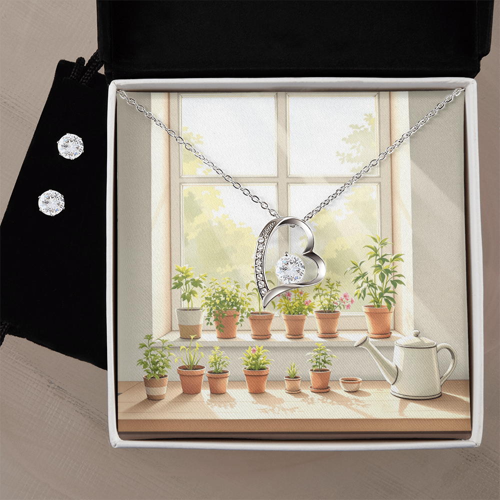 To My Mom Necklace & Earring Set - Sunlit Herb Garden