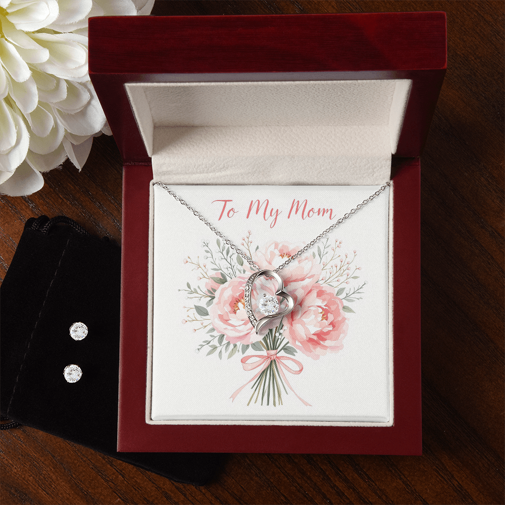 To My Mom Necklace & Earring Set - Peony Whisper