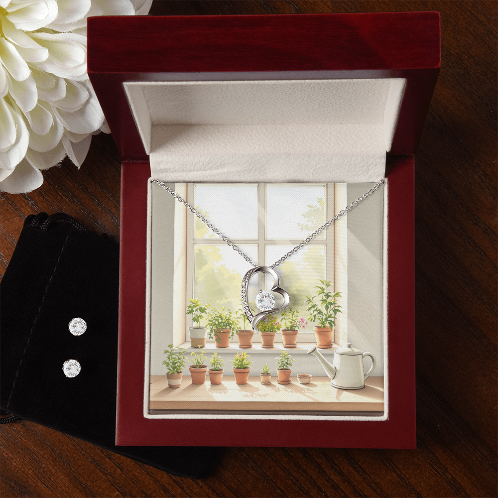 To My Mom Necklace & Earring Set - Sunlit Herb Garden
