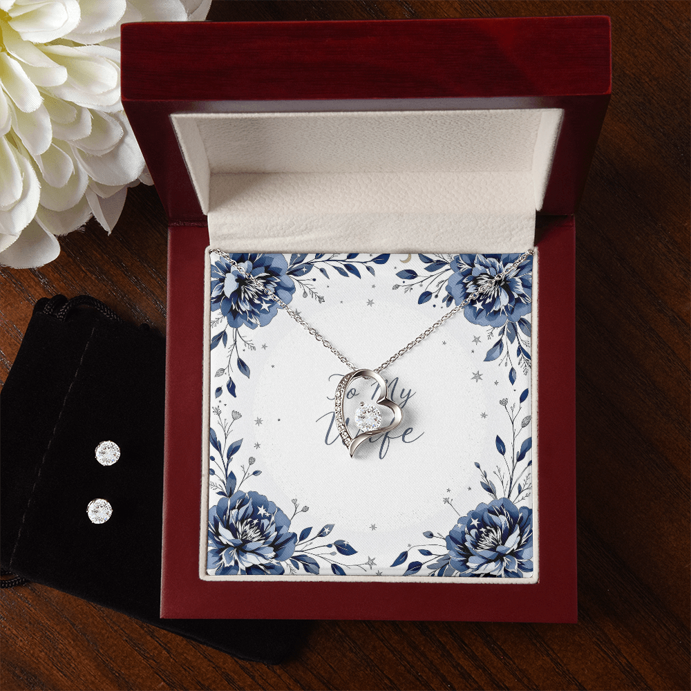 To My Wife Necklace & Earring Set - Moonlit Love