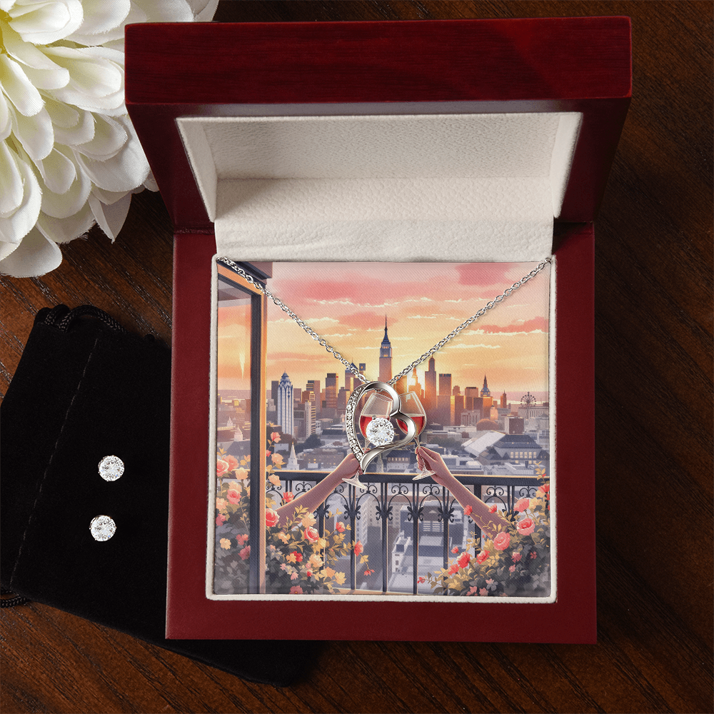 To My Wife Necklace & Earring Set - Golden Hour Toast