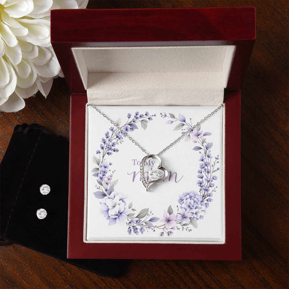 To My Mom Necklace & Earring Set - Lilac Whisper