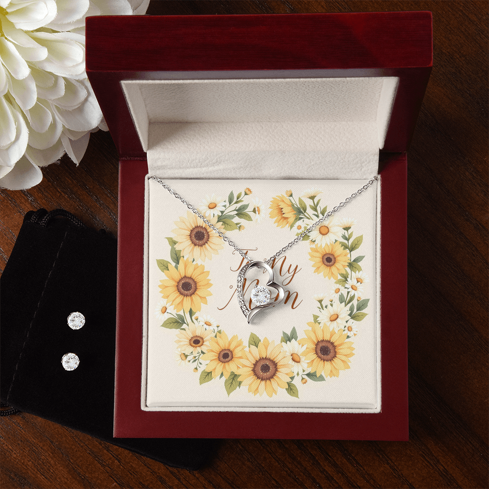 To My Mom Necklace & Earring Set - Sunflower Fields II