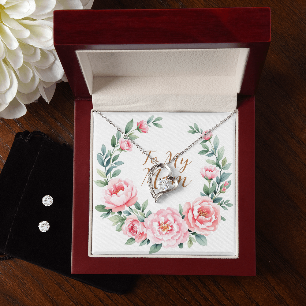 To My Mom Necklace & Earring Set - Rose Garden Bloom