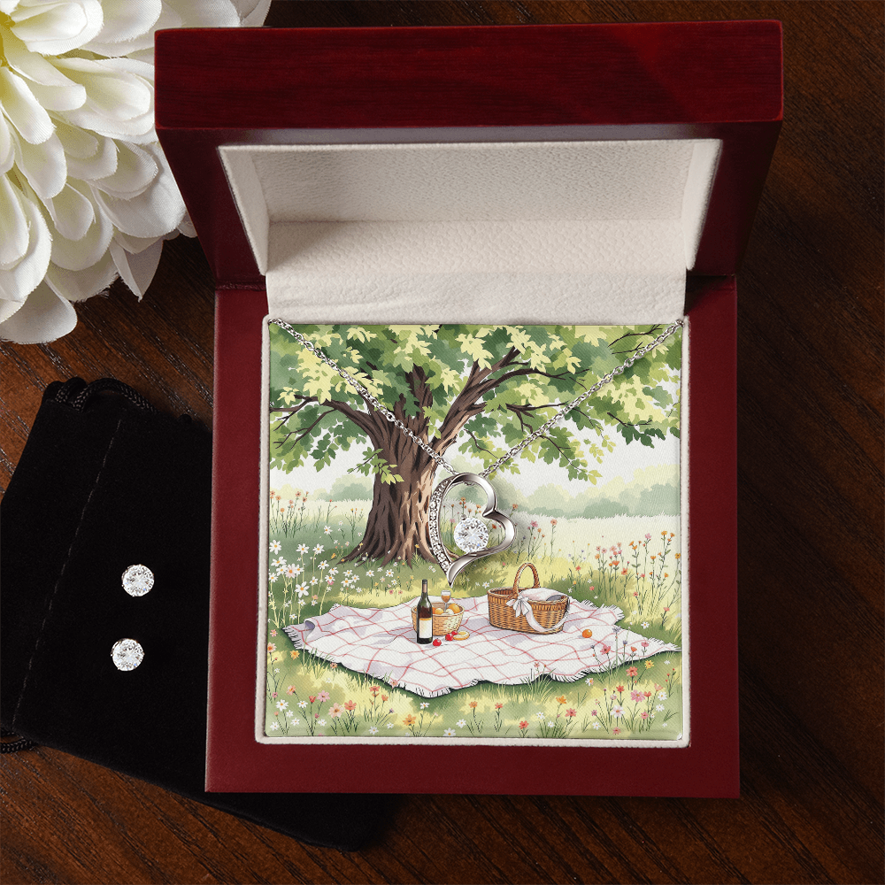 To My Wife Necklace & Earring Set - Golden Afternoon Picnic