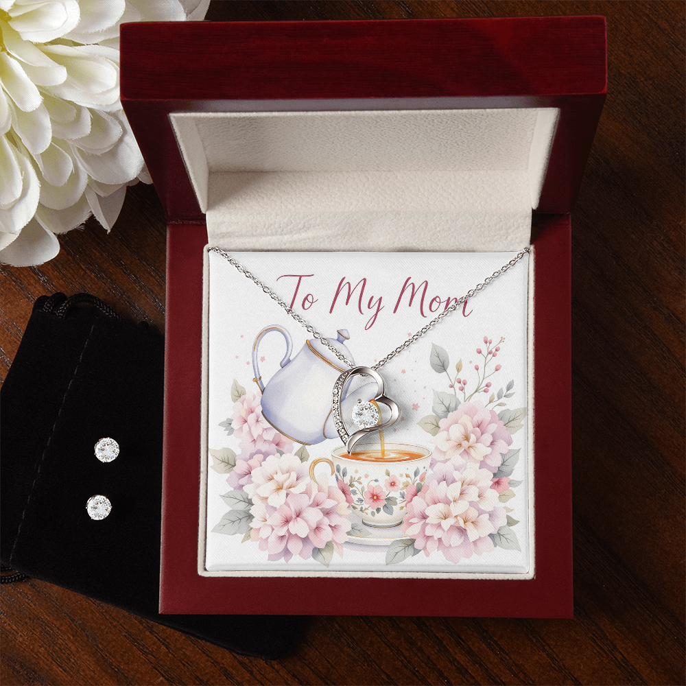 To My Mom Necklace & Earring Set - Vintage Tea Time