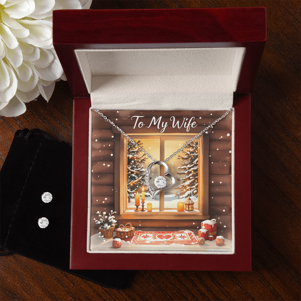 To My Wife Necklace & Earring Set - Candlelit Snow