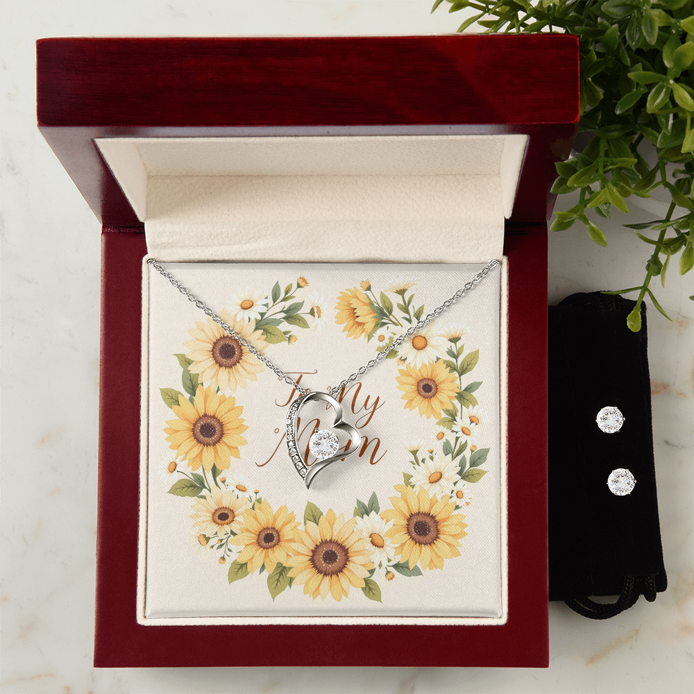 To My Mom Necklace & Earring Set - Sunflower Fields II