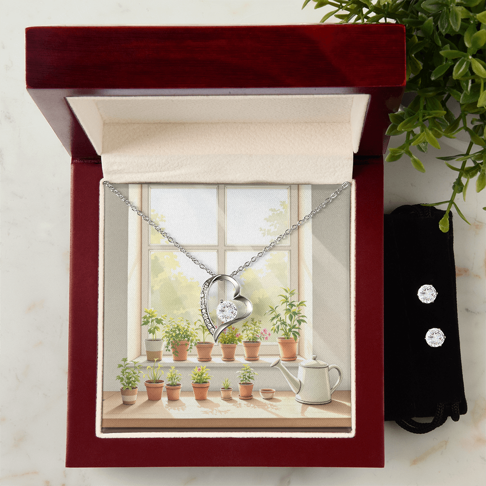 To My Mom Necklace & Earring Set - Sunlit Herb Garden