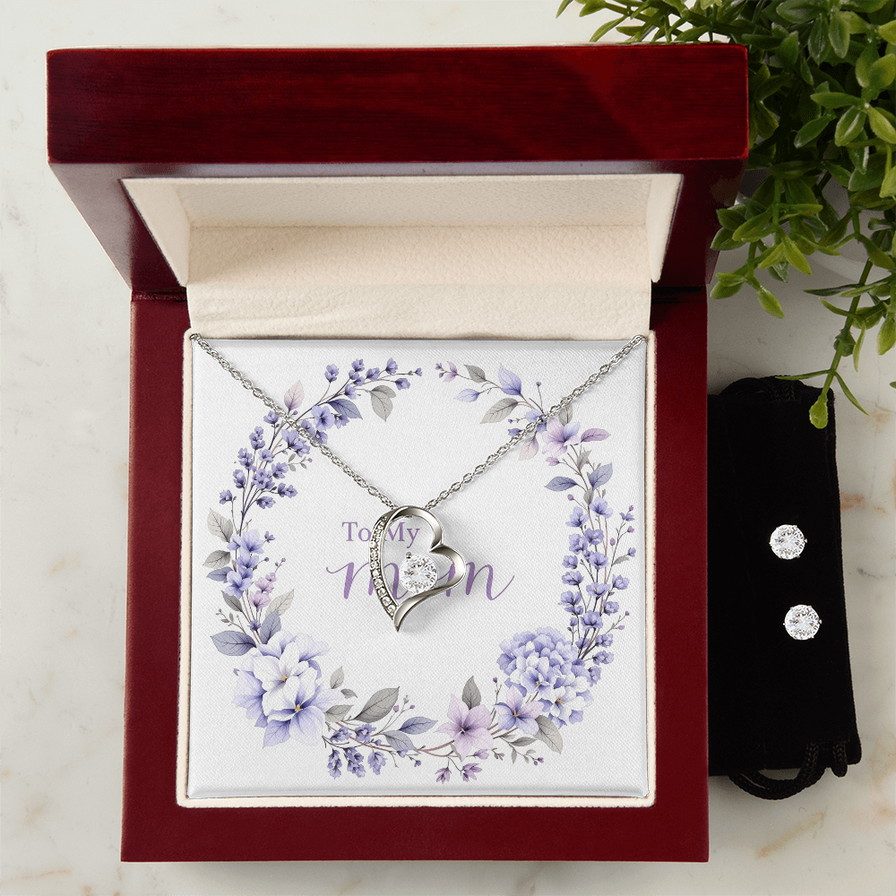 To My Mom Necklace & Earring Set - Lilac Whisper