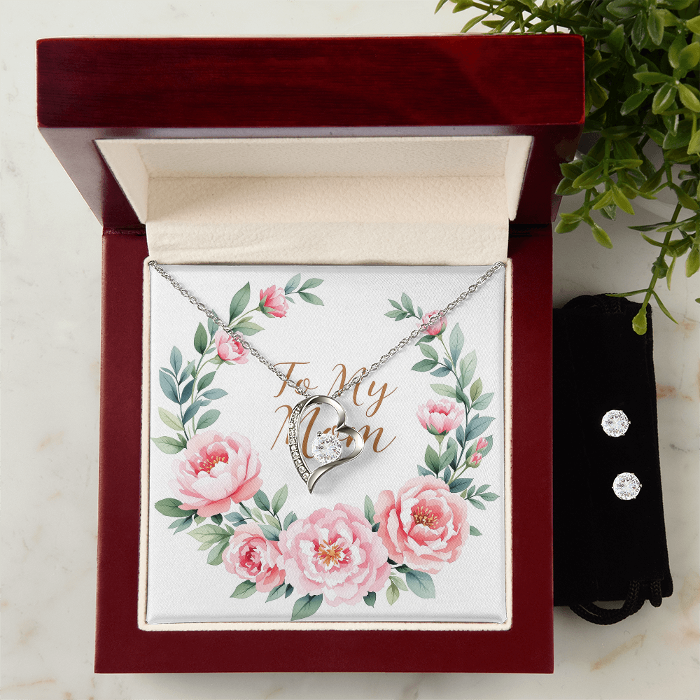 To My Mom Necklace & Earring Set - Rose Garden Bloom