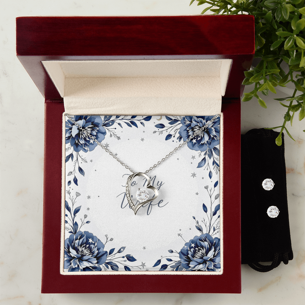 To My Wife Necklace & Earring Set - Moonlit Love